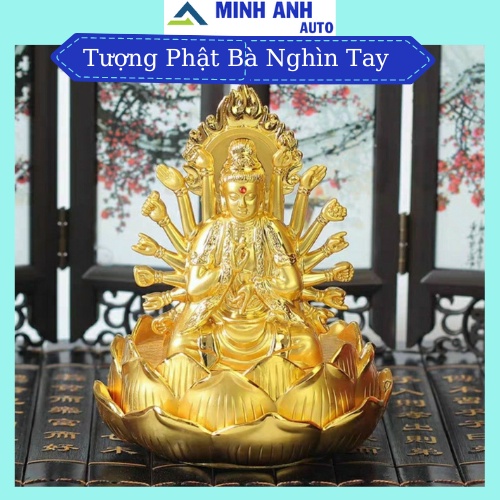 Tượng Phật Bà Quan Âm Nghìn Tay Đài Sen Đặt Taplo Ô Tô