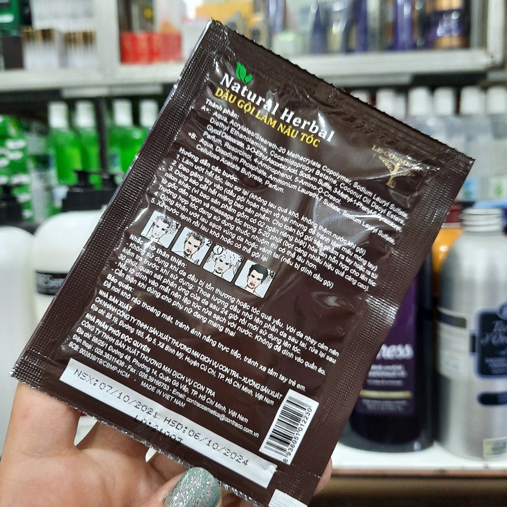 1 Gói dầu gội làm nâu tóc Natural Herbal 30ml