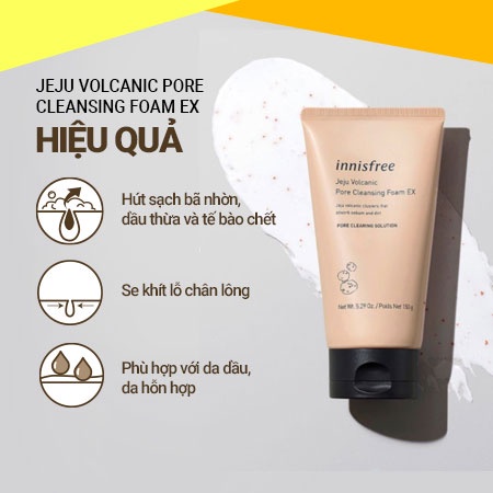 Sữa Rửa Mặt Innisfree Tro Núi Lửa Hàn Quốc Volcanic Pore BHA Cleansing Foam 150g Kiểm Soát Dầu Nhờn Cho Da Dầu Ngừa Mụn