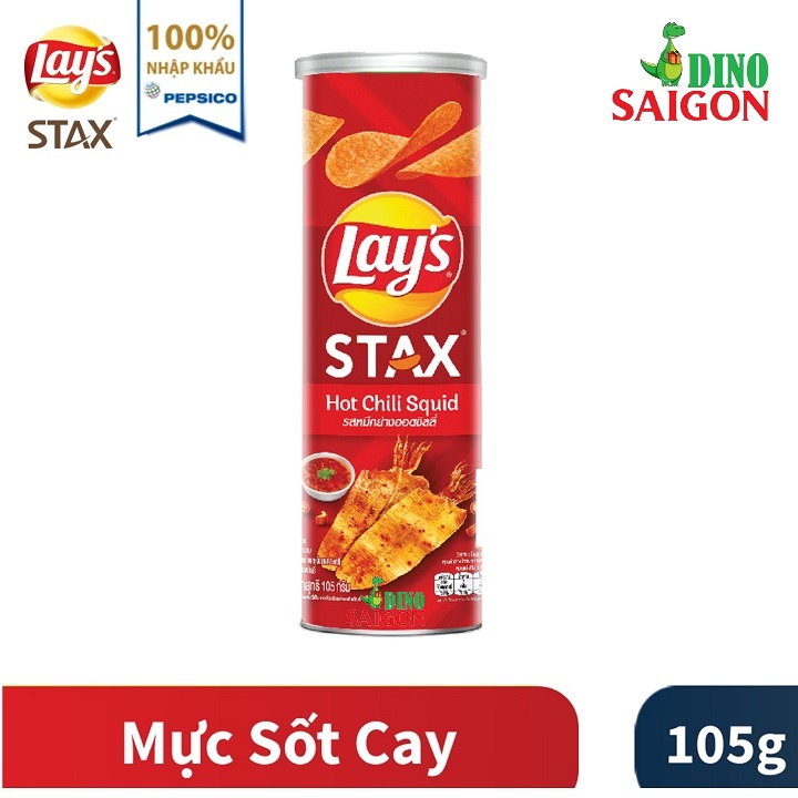 Bánh Snack Khoai Tây Lay's Stax Thái Lan Hộp 105g Vị Mực Sốt Cay