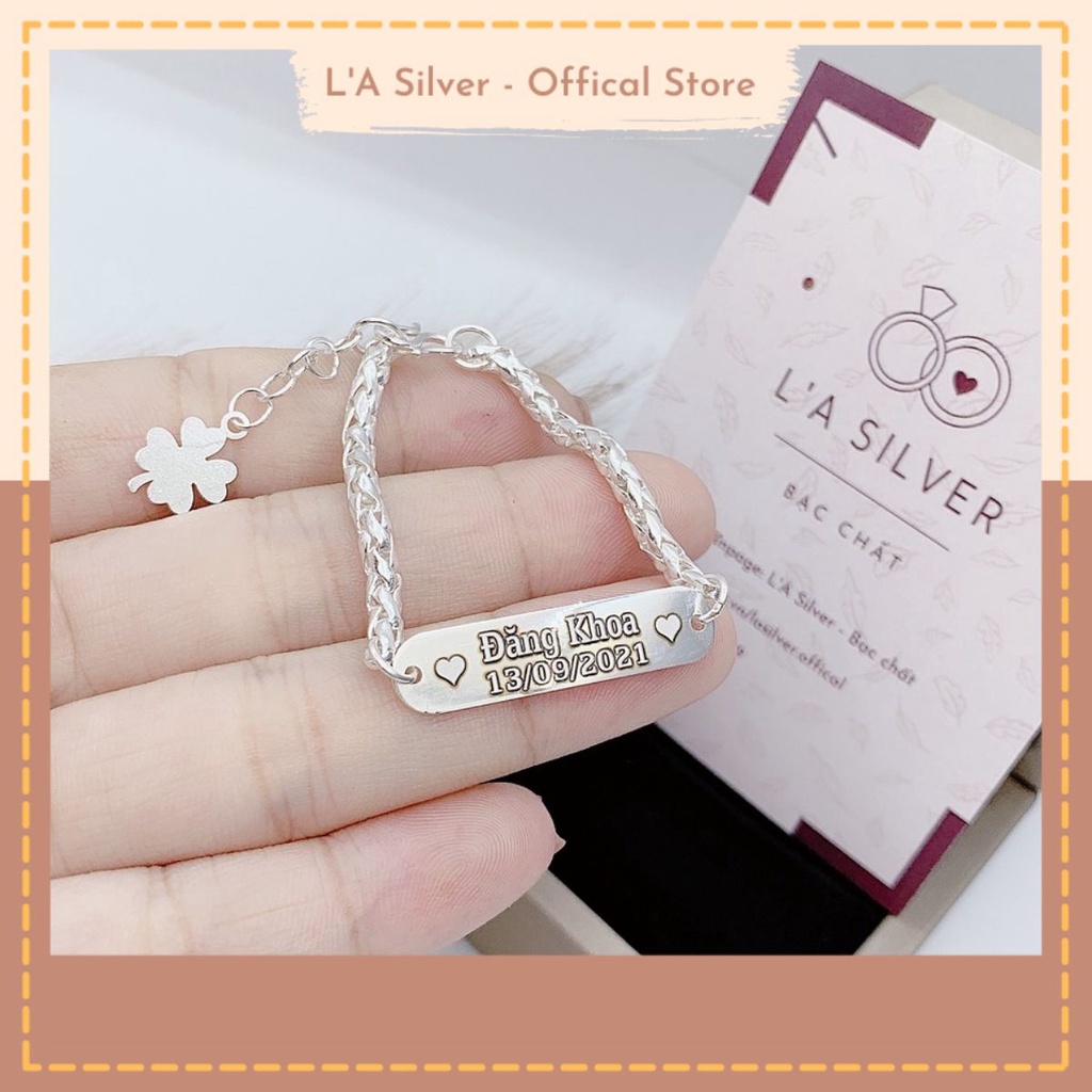 Lắc tay bạc ta khắc tên cho bé L'A Silver, MIỄN PHÍ khắc tên,số điện thoại theo yêu cầu - LA44