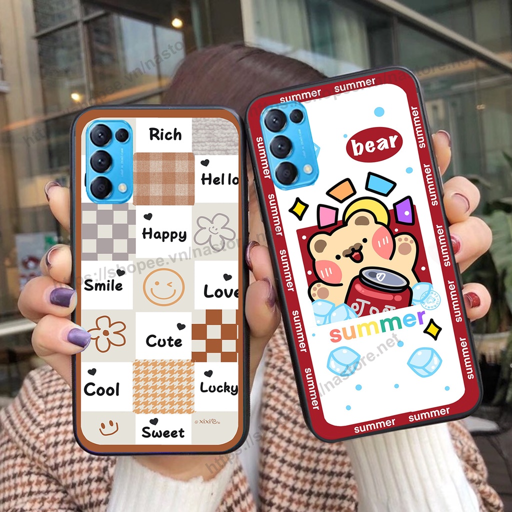 Ốp lưng Oppo Reno5 4G / Reno5 5G / Reno 5 trái tim hình gấu cute cá tính, giá rẻ, cực bền