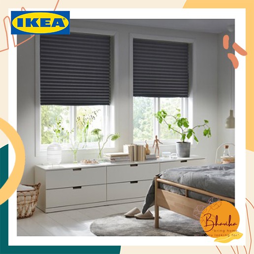 Rèm Cửa Ikea Chống Sáng Màu Xám Đậm Có Thể Gấp Gọn