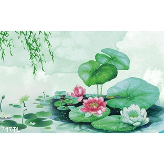 TRANH DÁN TƯỜNG 3D HOA SEN SLTL717 - Tranh Hoa Sen Đẹp Dán Tường - YAN SHOP