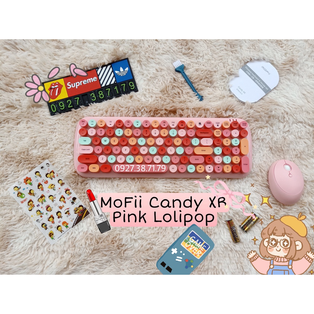 MoFii Candy XR Bộ combo bàn phím giả cơ và chuột không dây - Dùg cho Máy tính bàn, Laptop, Tivi, Điện thoại, iPad iPhone