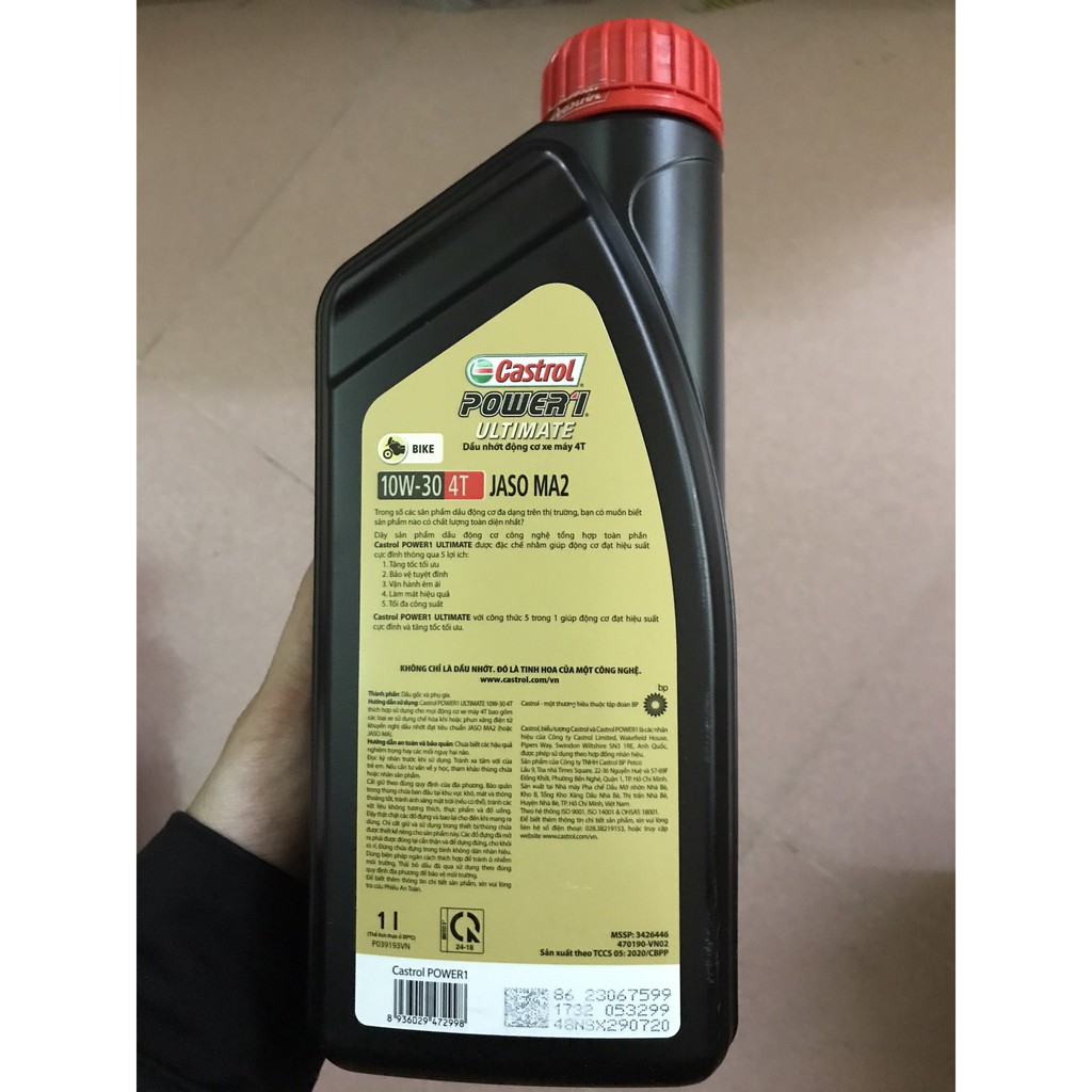 Dầu nhớt xe máy Castrol Power 1 Ultimate 10w30 (1l) dùng cho xe số