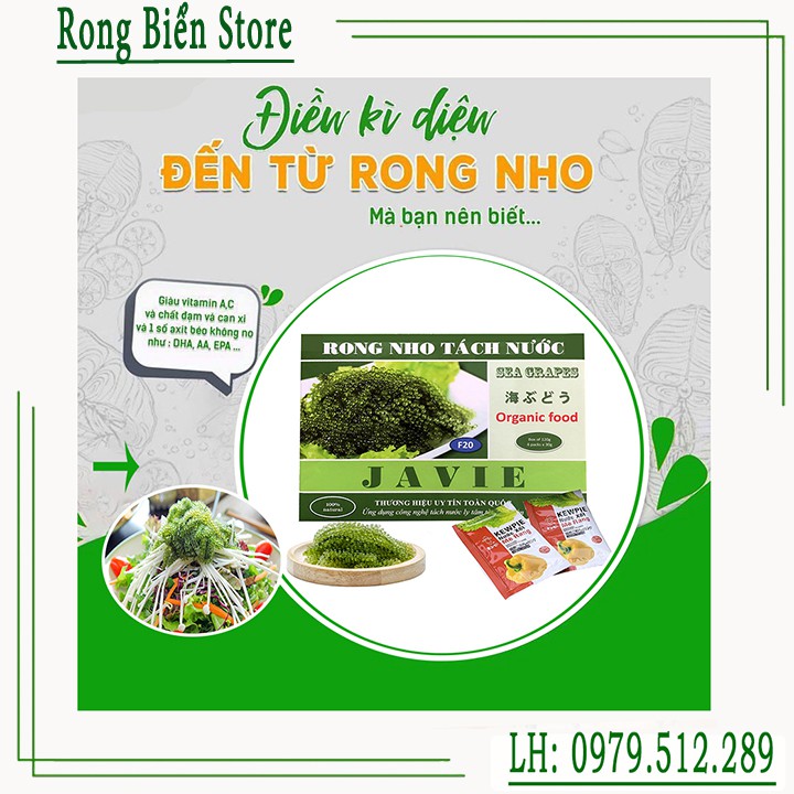 {Hàng công ty F20} [Hộp 250g/5 Gói Lớn] Rong Nho Tách Nước JAVIE/Rong Nho Khô tặng 5 Gói Nước Xốt mè rang Kewpie 15ml