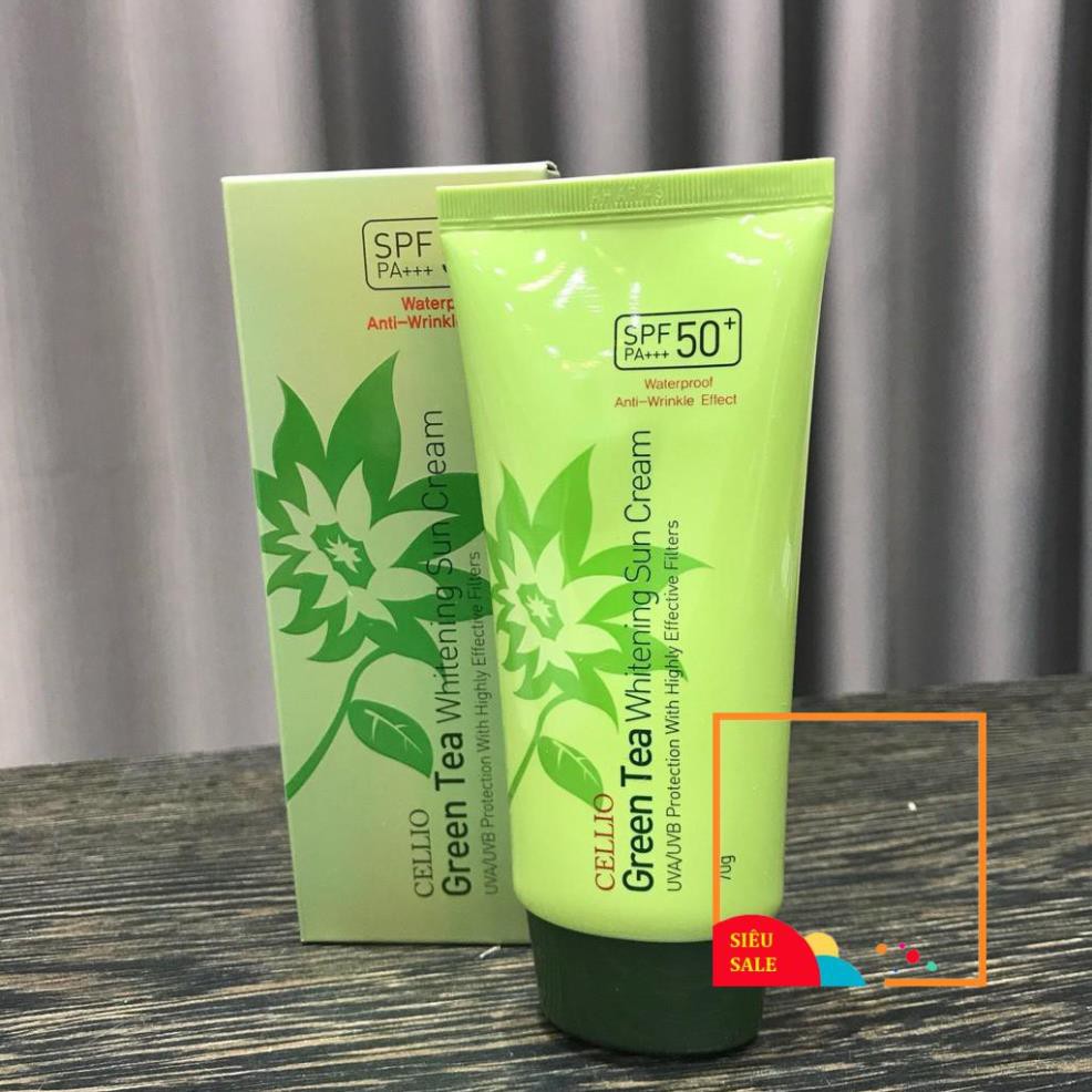 Kem chống nắng trà xanh Cellio Green Tea Whitening Sun Cream SPF 50+