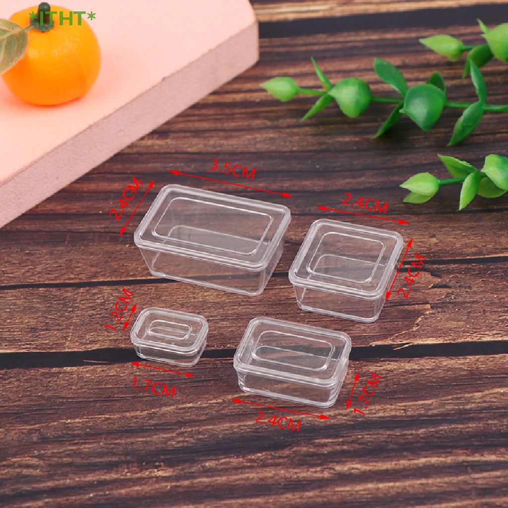 Set 4 Hộp Cơm Mini Tỉ Lệ 1 / 12 Dùng Để Trang Trí Nhà Búp Bê Mới