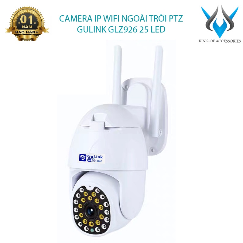 Camera IP wifi ngoài trời PTZ Gulink GLZ926 xoay 360 độ FullHD 1080P đàm thoại 2 chiều - 26 đèn flash có màu ban đêm