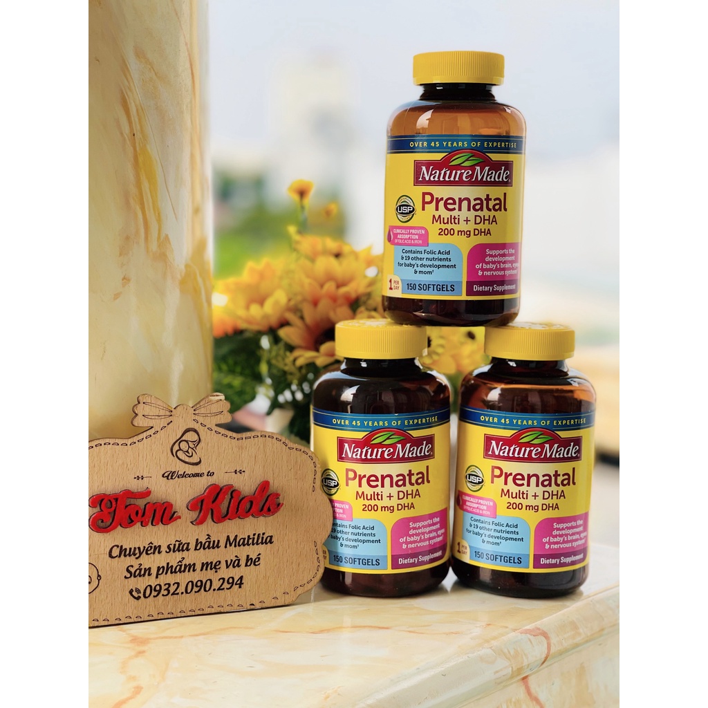 Vitamin bổ sung cho Bà bầu Folic +DHA 150 Viên Nature Made