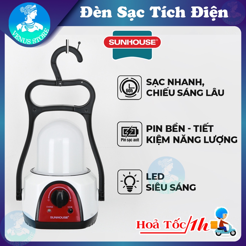 Đèn Tích Điện Đa Năng Sunhouse SHE-6848LA - Đèn Tích Điện Sáng Liên Hộ Trong 6h