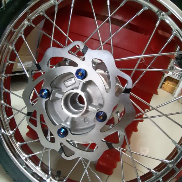 Bánh căm EXCITER 135 căm đùm mạ crom full vỏ ruột Balazetch kèm đĩa và ốc titan như hình gắn như zin