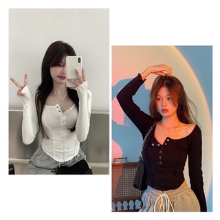 ÁO CROPTOP NÚT BẤM TAY DÀI (FORM NHỎ) [GEMI SHOP]