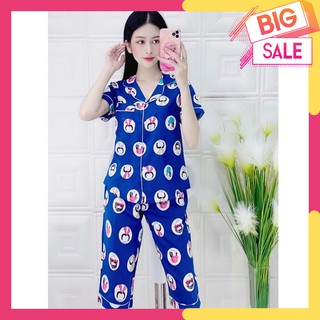 Đồ bộ nữ quần lửng tay ngắn chất vải kate