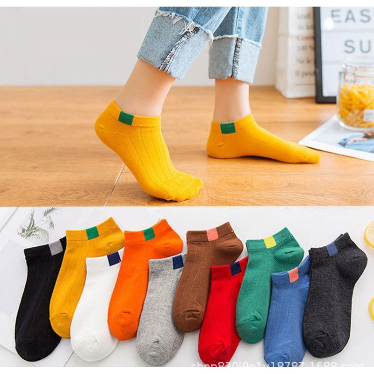 Set 10 Đôi Tất Nữ Ngắn Cổ Vintaga Trơn