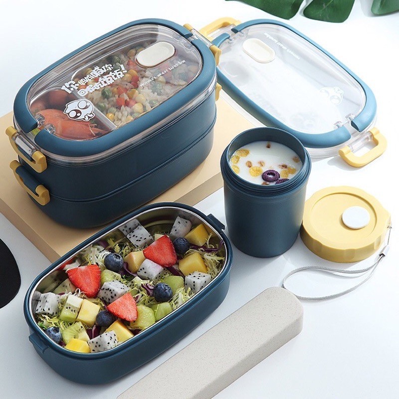 Hộp cơm văn phòng, INOX 304 cao cấp, giữ nhiệt, bảo quản thức ăn siêu tốt, 2 tầng lúa mạnh an toàn cho sức khỏe | BigBuy360 - bigbuy360.vn