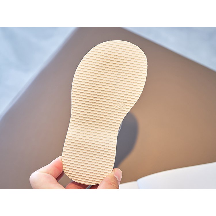 Giày Búp Bê Đế Bằng Chất Liệu Da Đính Nơ Và Ngọc Trai Lấp Lánh Cho Bé Gái 1-8 Tuổi