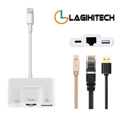 Cáp Chuyển Đổi Lightning To Lightning, RJ45 &amp; USB 3.0 - Bảo Hành 1 Tháng