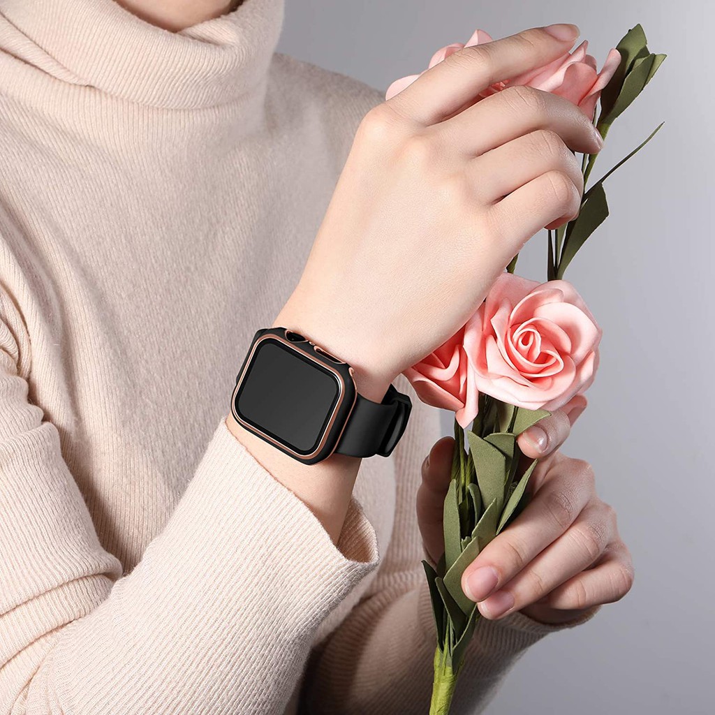 Vỏ Apple Watch Case với Kính cường lực Bảo vệ màn hình Thiết kế 2 trong 1 Bao cứng Toàn diện cho iWatch Series SE 6/5/4/3/2/1