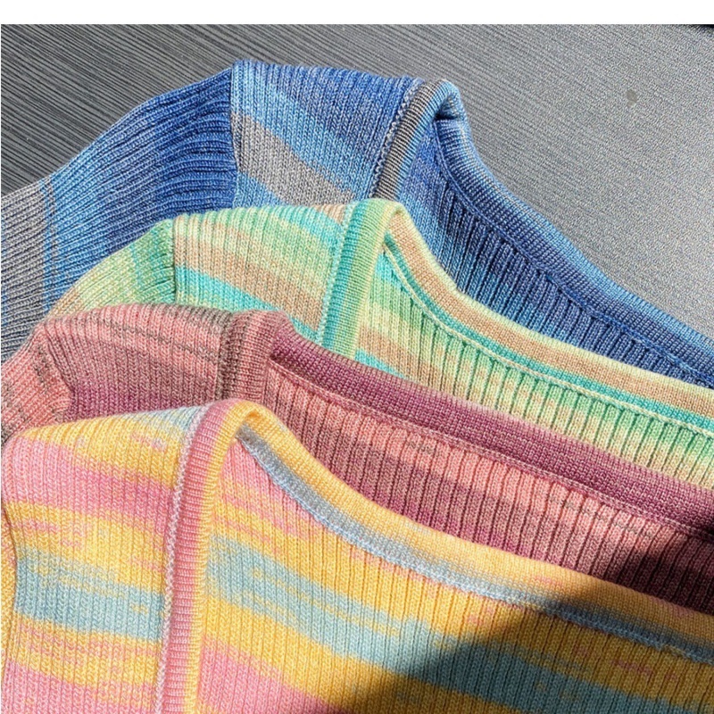 MS654 Áo len tăm cổ vuông croptop loang màu PhuLinhShop