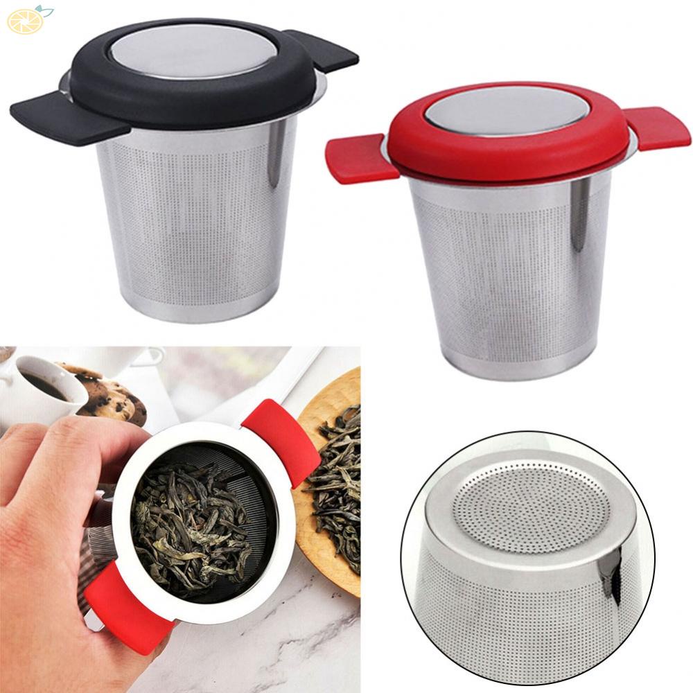 【VARSTR】Tea Leaf Strainer. Stainless Steel Tea Infuser With Handle Lid Black/Red Coffee