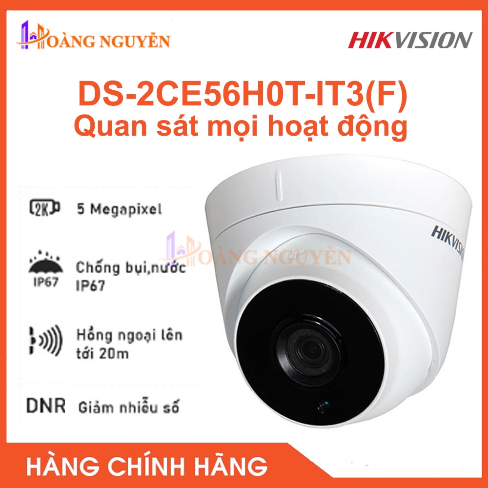 [NHÀ PHÂN PHỐI] Camera HD-TVI Hikvision DS-2CE56H0T-IT3(F)