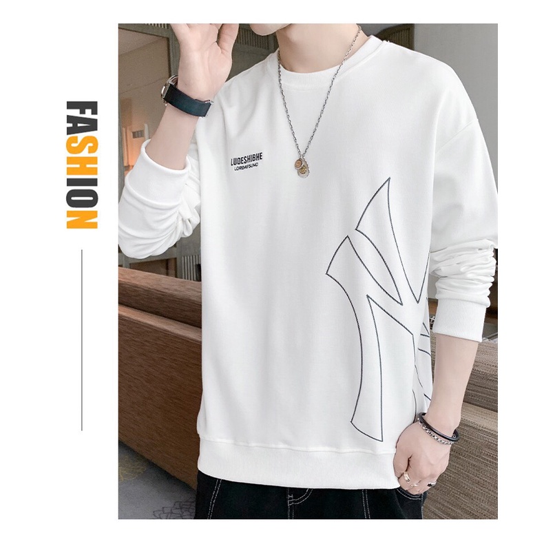 💝 Áo thun nam tay dài cổ tròn đẹp hàn quốc sweater khoác thu đông cao cấp giá rẻ An Hi 💙 WHITE LUDESHIBHE  💚