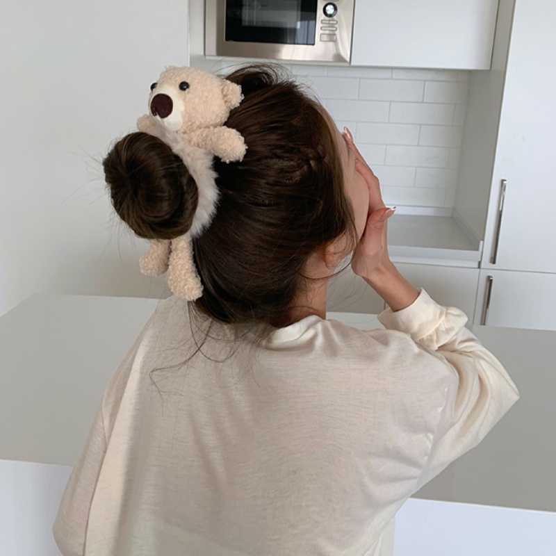 Dây cột tóc phối hình gấu nhồi bông dễ thương cho nữ