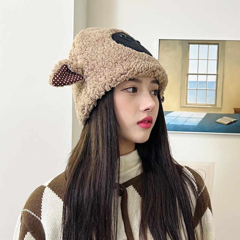 Mũ Len Trùm Tai Giữ Ấm Họa Tiết Hoạt Hình Dễ Thương