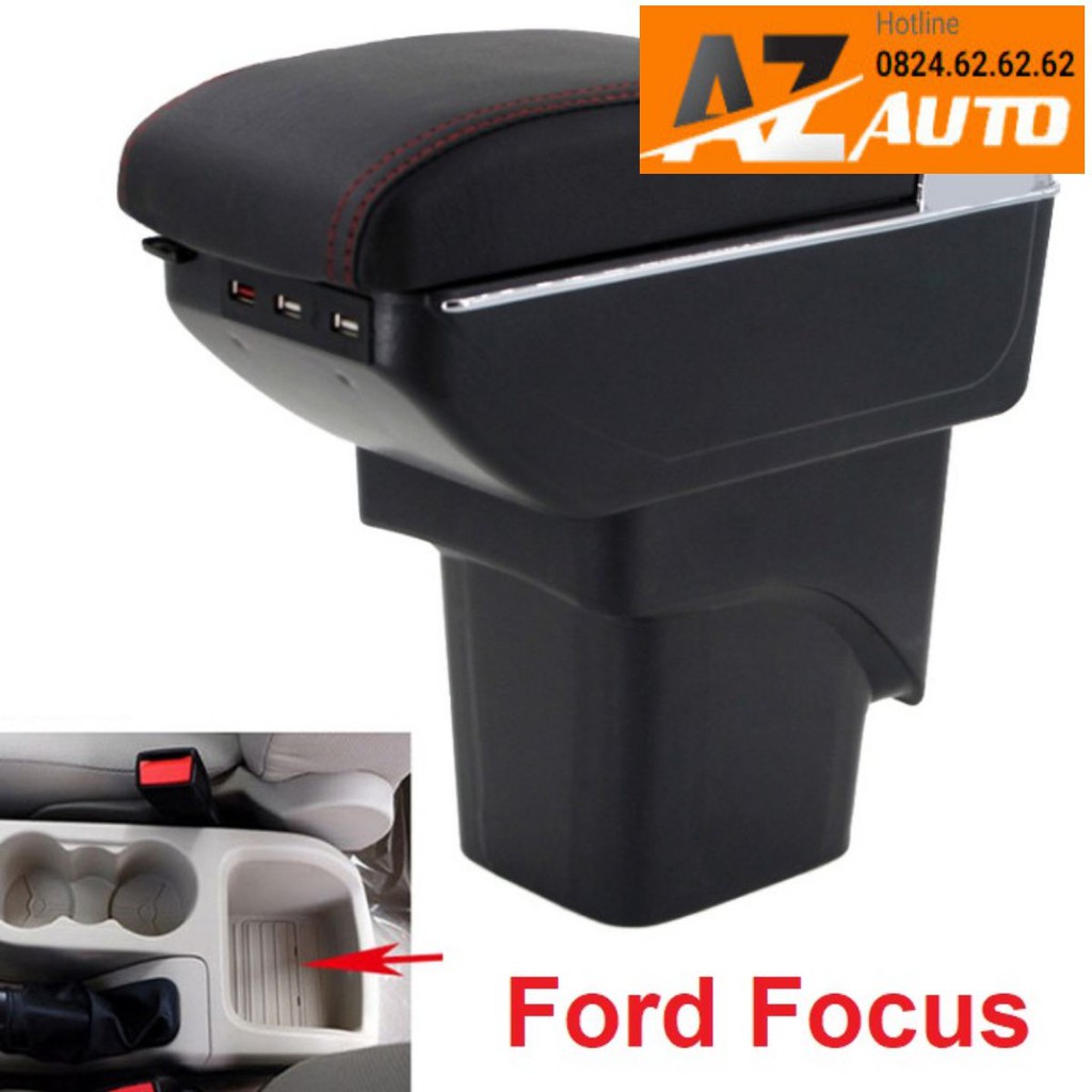 Hộp tỳ tay ô tô Ford Focus tích hợp 7 cổng USB - hàng cao cấp