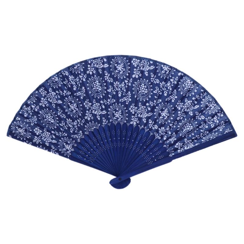 Quạt Xếp Cầm Tay Bằng Vải Họa Tiết Hoa Phong Cách Trung Hoa