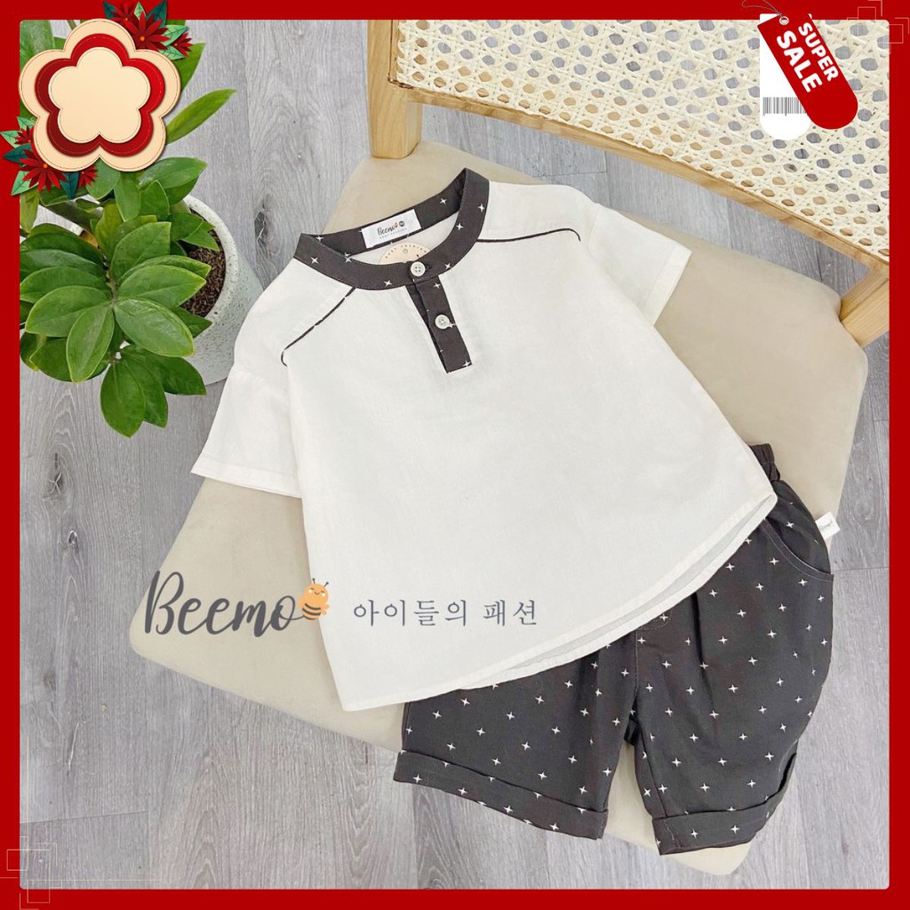 [Maruhouse]Set bộ đồ bé trai áo trắng quần kaki thô mềm mùa hè COOL ngầu_thời trang trẻ em từ 1-5 tuổi