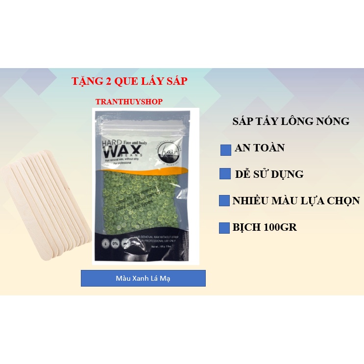 100g Sáp wax nóng thường dạng hạt đậu (Miễn phí 2 que lấy sáp).