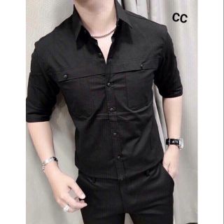 ÁO SƠ MI NAM CÔNG SỞ CHÍT NGỰC KÈM CÓ HAI TÚI HAI MÀU ĐEN TRẮNG
