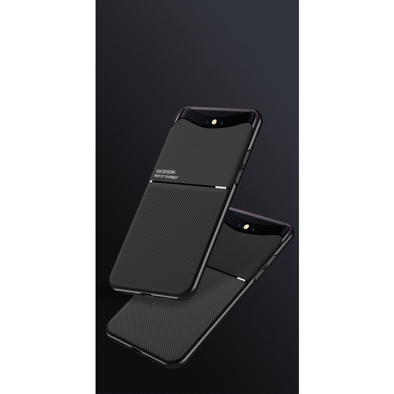 Ốp Điện Thoại Da Cứng Mặt Nhám Kèm Móc Xỏ Ngón Nam Châm Kim Loại Cho OPPO Find X