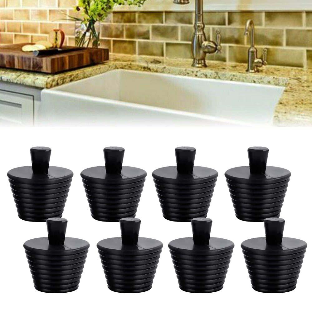 Bộ 2 / 4 / 6 Nút Chặn Lỗ Thoát Nước Bồn Rửa Chén Màu Đen Thông Dụng