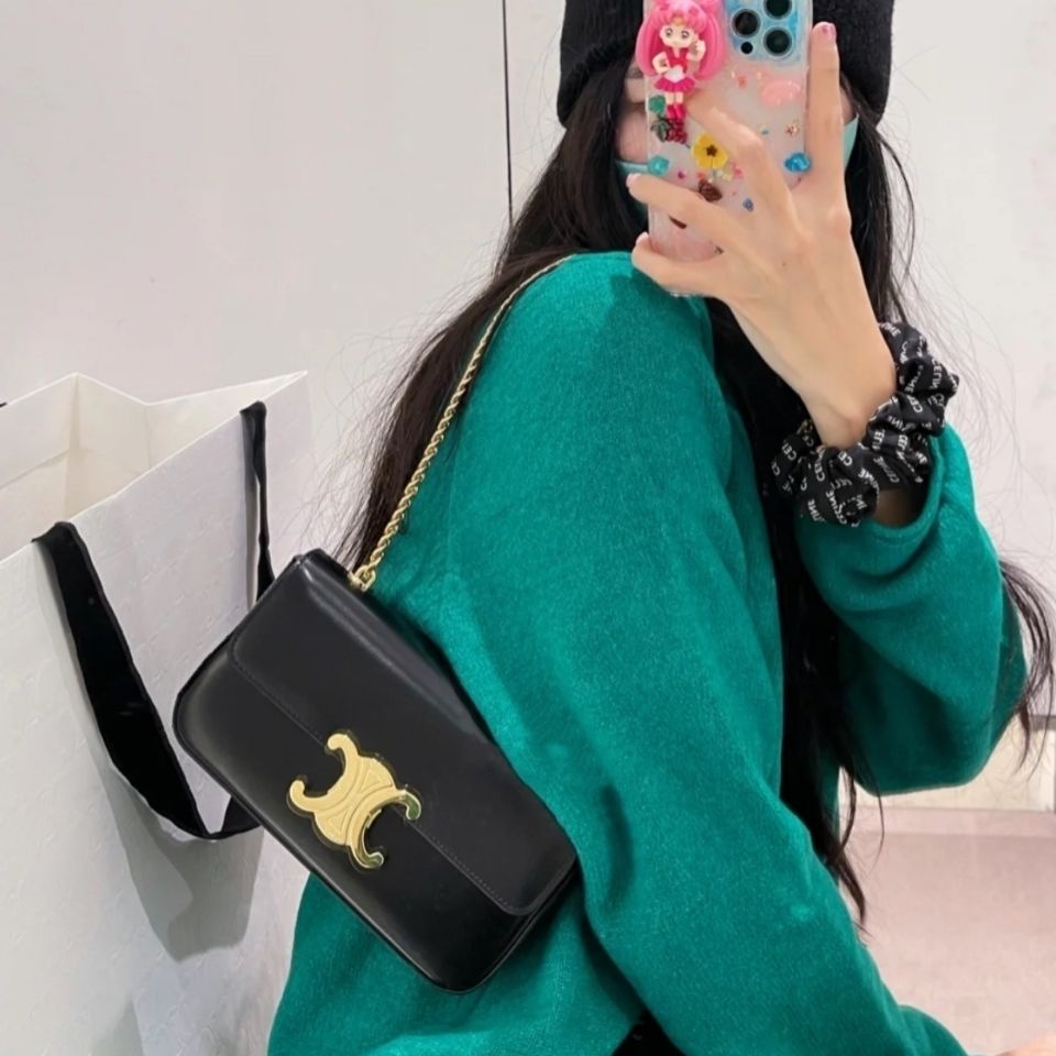 Túi Đeo Vai Hình Vuông Cỡ Nhỏ Phối Dây Đeo Sợi Xích Phong Cách Hàn Quốc Cổ Điển Thời Trang