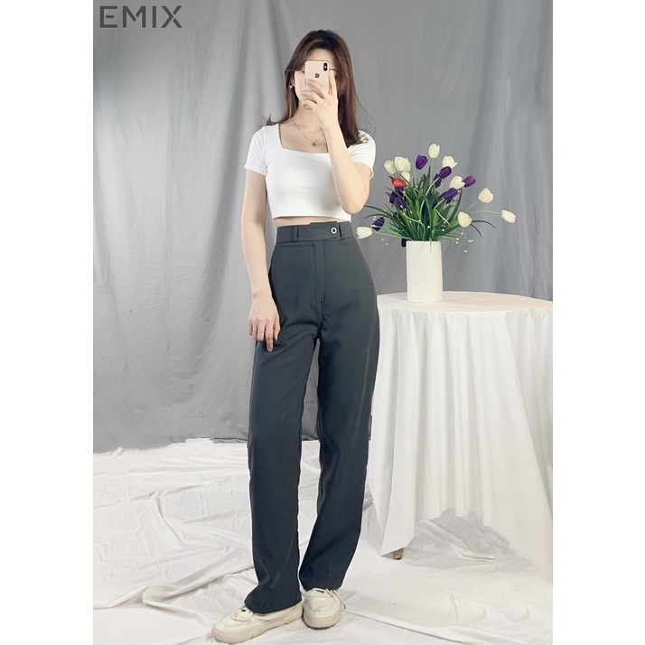 Quần tây nữ công sở 09 EMIX (5 màu), ống suông, dáng dài 100cm, vải tuyết mưa dày đẹp, không nhăn, cạp nhỏ, tôn dáng