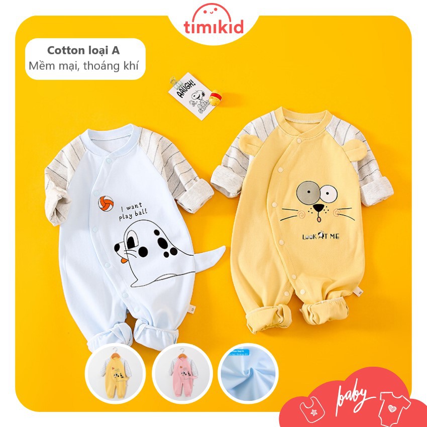 Bodysuit Dài Tay Cho Bé Trai Bé Gái, Body sơ sinh, Cotton loại A mềm mịn, thoáng khí