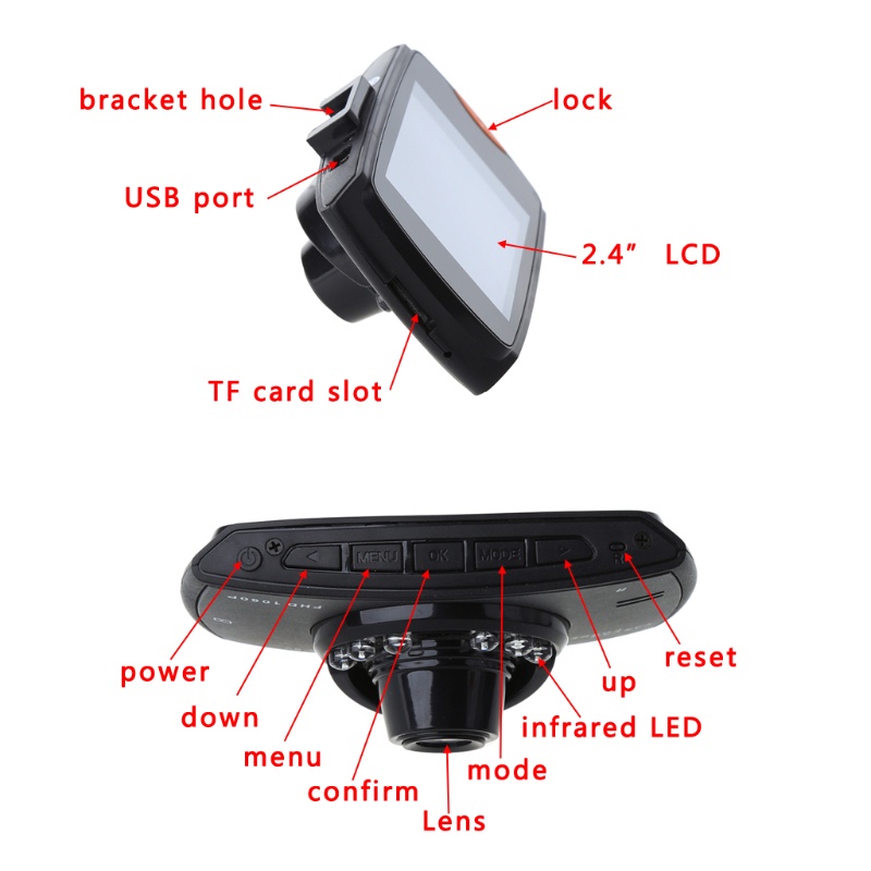 Camera Ghi HìNh ĐậU Xe Ban Đêm USB 2.4 Inch 1080P