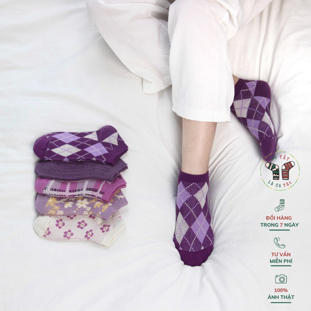 Hộp 5 đôi tất cổ ngắn nữ Có Tất Là Có Tất màu tím trẻ trung - VIOLET_05