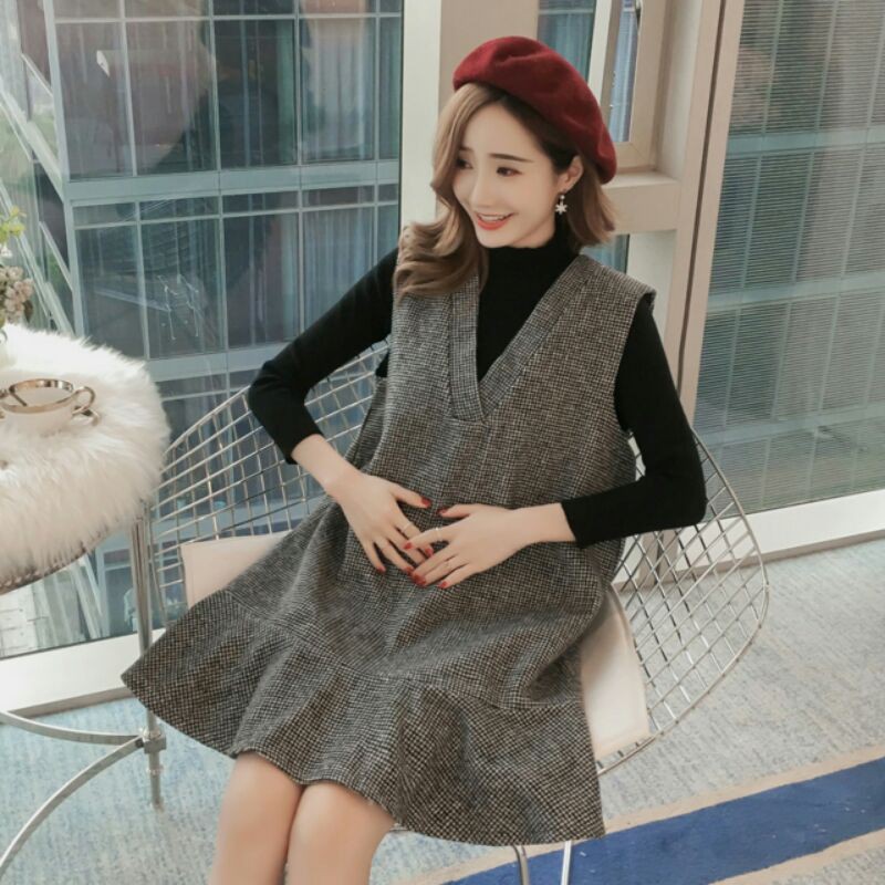 Đầm bầu thu đông dạ kết hợp cho con ti (tặng bạc) hàng Quảng Châu cao cấp