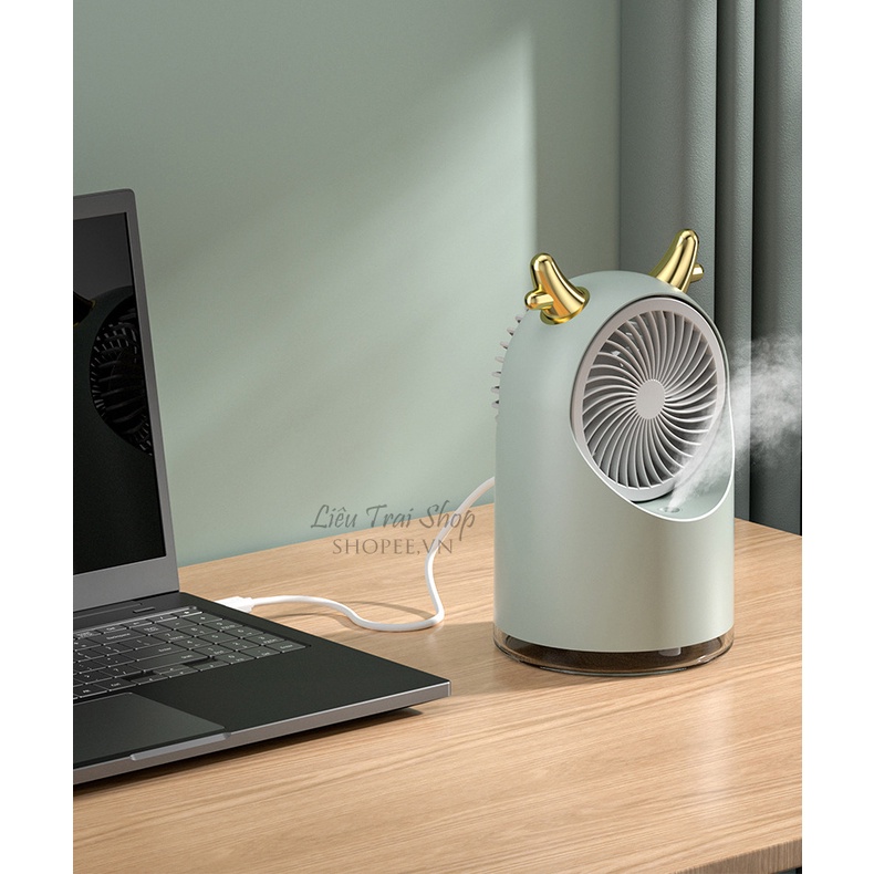 Quạt tích điện phun sương mini USB type C làm mát không khí