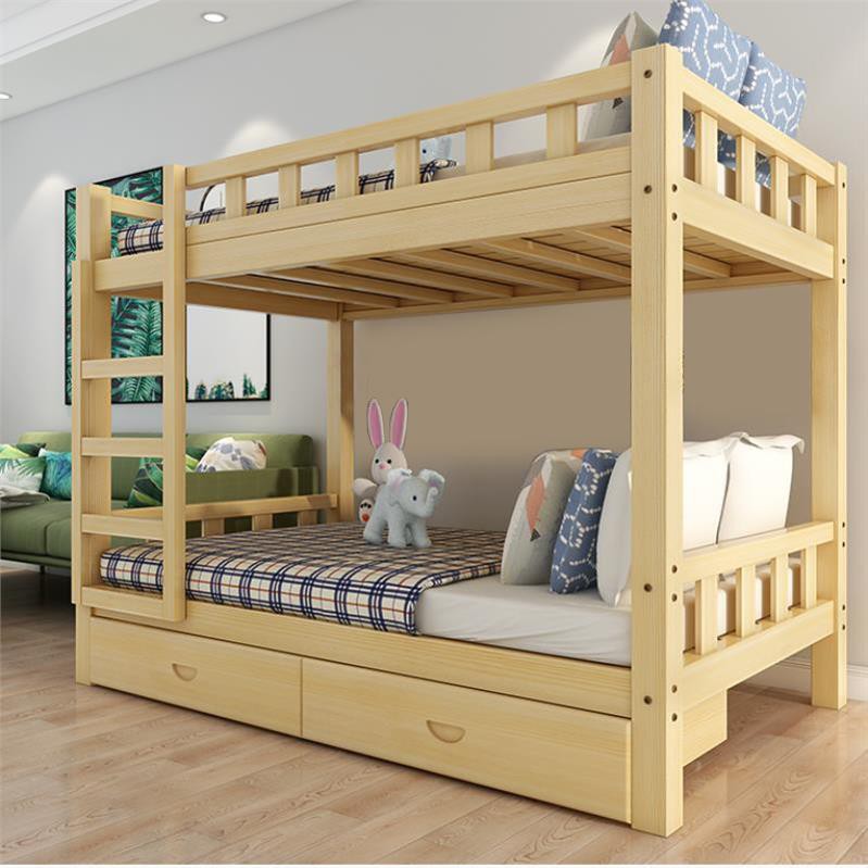 Giường tầng Giường gỗ hai tầng gỗ tùng chắc chắn, có kèm 2 ngăn kéo 190x90x160cm FU128
