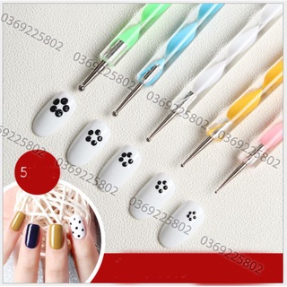 Set 5 bút gắn đá và vẽ chấm bi 2 đầu