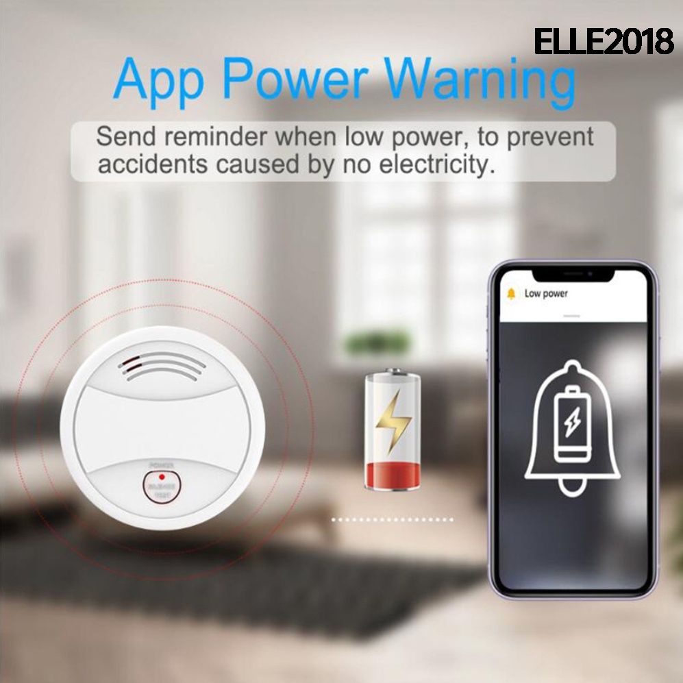 COD tuya Cảm Biến Khói Không Dây Khói Cháy Detector Home Báo Cháy Mô Hình Home An Ninh-ELLE