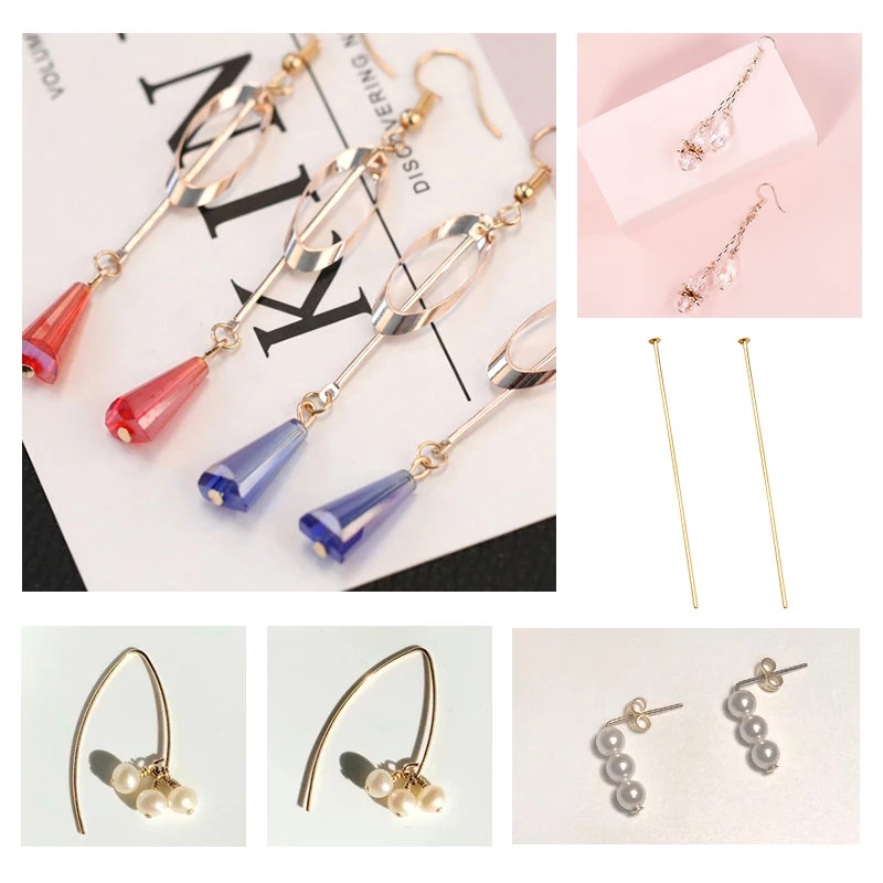 Set 100 Ghim Đầu Bi Bằng Thép Không Gỉ Mạ Vàng Dùng Làm Trang Sức DIY