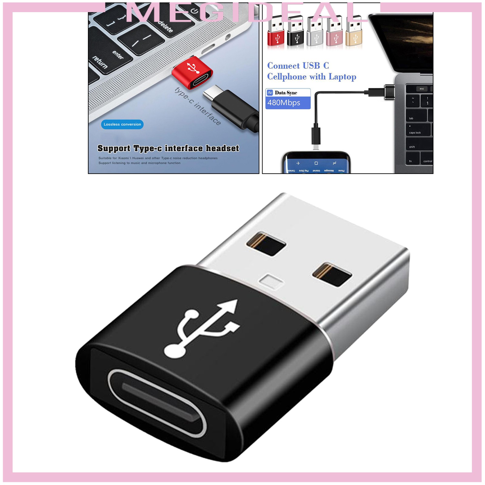 Multifunction 2-in-1 USB to USB C Type A Male toType C Female Adapter for Laptop PC Quest Link Data Transfer