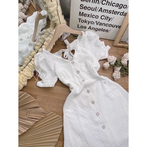 ĐẦM BỐ TRẮNG NƠ LƯNG HÀNG NÚT CỔ V